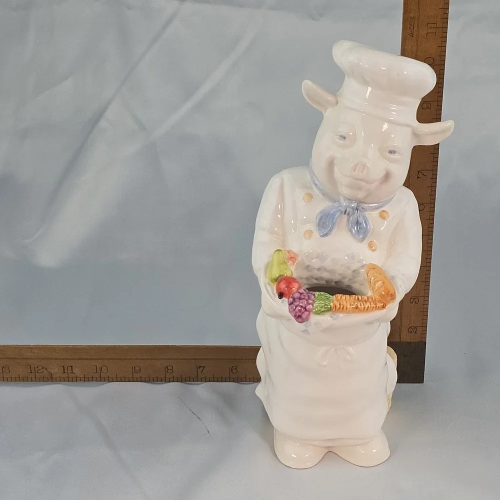Vintage FIGI Graphics Pig Chef Utensil Holder Ceramic Kitchen Decor 1996